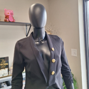Gray Precision – Elegant Buttoned Blazer for Refined Presence
